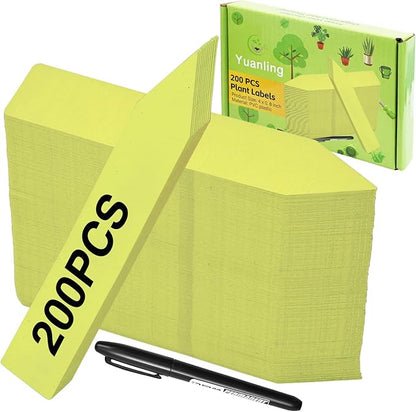 Plant Labels 200 Pcs Yuanling for Seeding Plastic Waterproof Plant Name Tags Garden Labels Marker Garden Pots Stakes for Outdoor Potted Plants Belt Permanent Marking Pen