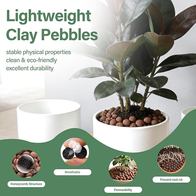 Halatool 10LB Leca Clay Pebbles for Plants 4mm-16mm Clay Balls 100% Natural Hydroton Leca Balls for Indoor Plants Hydroponic Growing Gardening Orchids Drainage Decoration Aquaponics