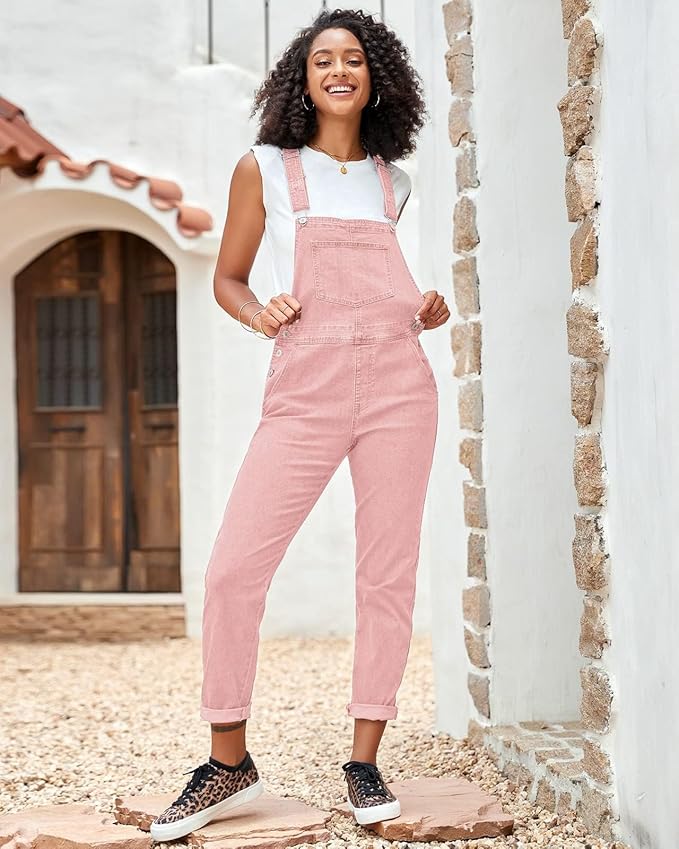 Vetinee Womens Classic Adjustable Straps Pockets Denim Bib Overalls Jeans Pants