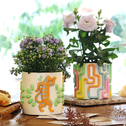 GUGUGO Colorful Mushrooms Planters Cute Unique Rainbow Planter with Drainage, Vintage Retro Flower Plant pots for Indoor & Outdoor Plants, Boho Modern Home Décor (A,5 Inch)