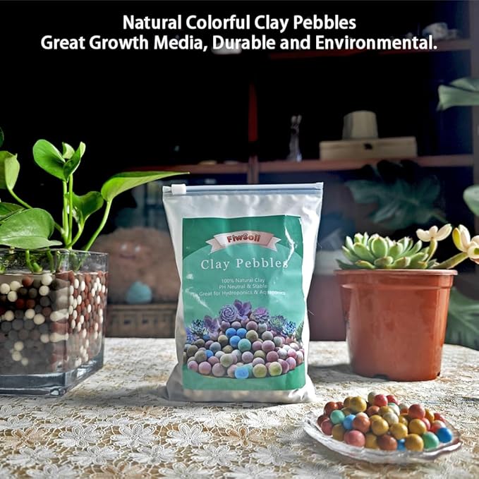Colorful Leca Clay Pebbles 2LBS for Plants 8-10mm Natural Organic Leca Balls Indoor Potting Garden Soil for Orchid, Succulents, Hydroponics, Decoration, Drainage (Colorful-1, 2 lbs)