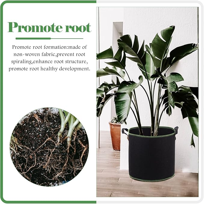 Tofficu 5 pcs Non Woven Breathable Plant Nursery Bags Ideal Vegetable Growing Plant Grow Bags Gardening