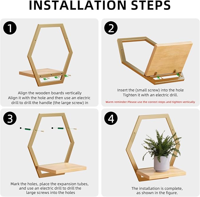 3 Pack Solid Wood & Heavy Duty Metal Wall Plant Stands,9inch Natural Wood Shelf, Boho Arch Hanging Planter for Indoor 25 LB Load for Plants, Flowers, Herbs Golden