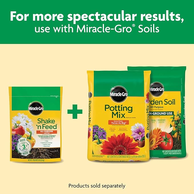 Miracle-Gro Shake 'N Feed All Purpose Plant Food - Outdoor and Indoor Plant Food for In-Ground and Containers, Feeds for up to 3 Months, 8 lbs.