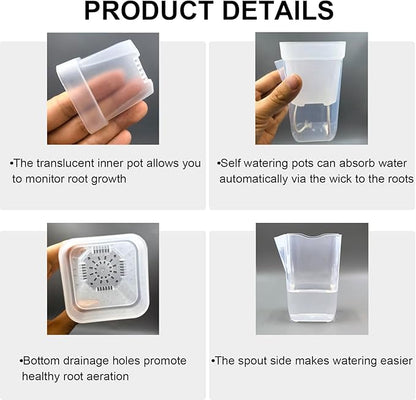 10 Pack 2.5 inch Small self Watering pots for Indoor Plants,semi hydroponic pots for leca and pon,Clear Plastic Plant Pot for Propagation,Seedling,Cutting and African Violet (Clear, 2.5 inch)