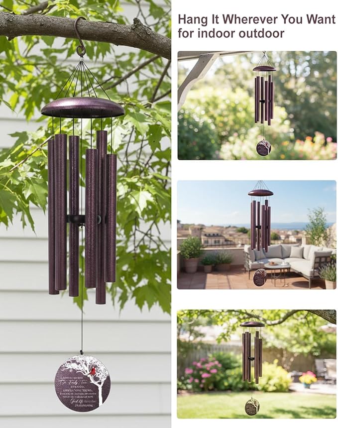 ASTARIN Wind Chimes for Loss of Loved One, Personalized Memorial Wind Chimes Gifts for Loss of Mom Dad, in Loving Memory- Cardinal Sympathy Gifts,30/36/45 in Deep Tone Windchime, Produced in USA