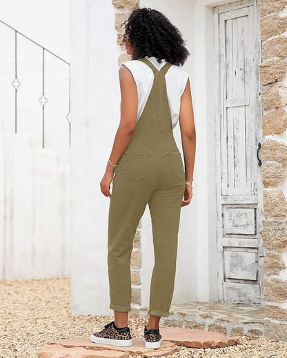 Vetinee Womens Classic Adjustable Straps Pockets Denim Bib Overalls Jeans Pants