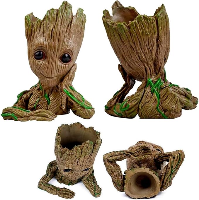 6'' Baby Groot Flowerpot Succulent Planter Pot Pen Holder Cute Desk Decor Garden Home Gift for Friends Kids Indoor Plants