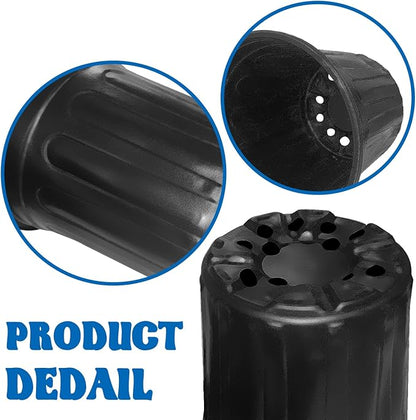 50 Pack 1 Gallon Plant Nursery Pots,Plastic Seedling Pot with Drainage Holes,Flexible Garden Flower Plant Container for Potting,Succulents,Cuttings,Transplanting,Black