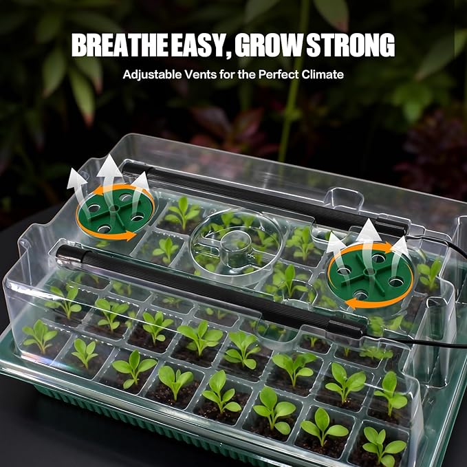 joyhalo Seed Starter Tray with Grow Light, 2 Pack 80 Cells, Thicken Plant Starter Kit with Humidity Dome, Adjustable Brightness Germination Kit, Indoor Gardening Plant Trays for Seeds Growing