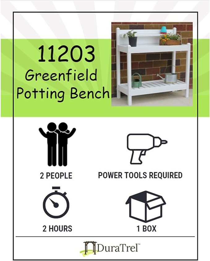Dura-Trel 11203 Greenfield Potting Bench, White, 49"H