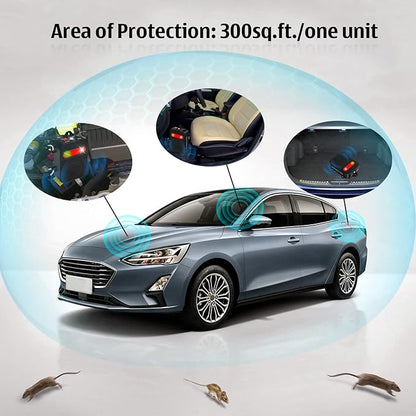Under Hood Rodent Repeller Ultrasonic Mouse Repellent Battery Operated Pest Repeller Rat Mice Deterrent Rodent Repellent for Car Engine Garage RV Basement Attic 2 Pack Humane