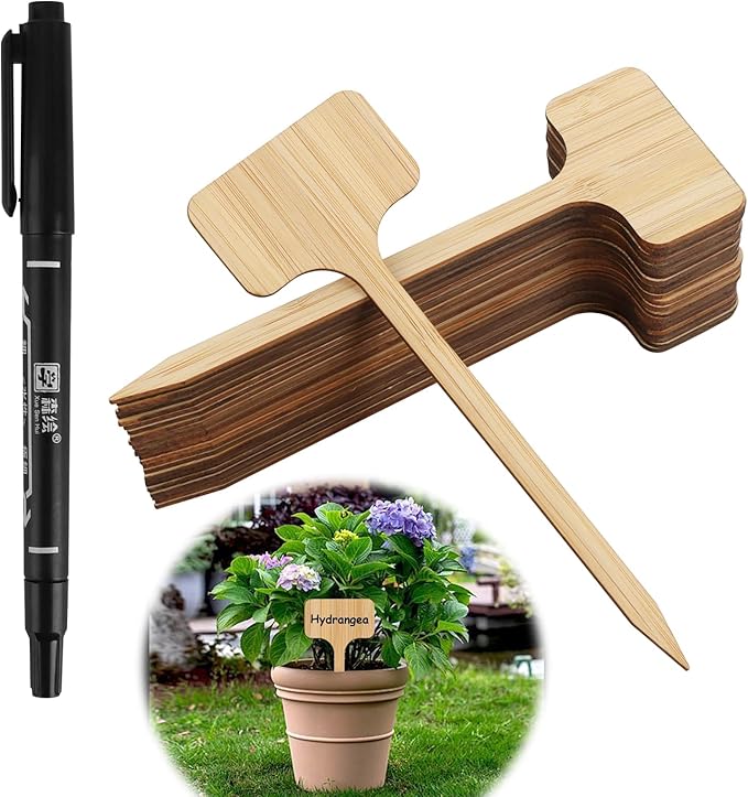 40 Pcs Square Garden Plant Labels with Pen, Waterproof Outdoor Plant Name Tags Markers Stakes Tags Signs, Durable Garden Markers for Vegetables Herbs Flowers (7" x 2.28" x 0.07")