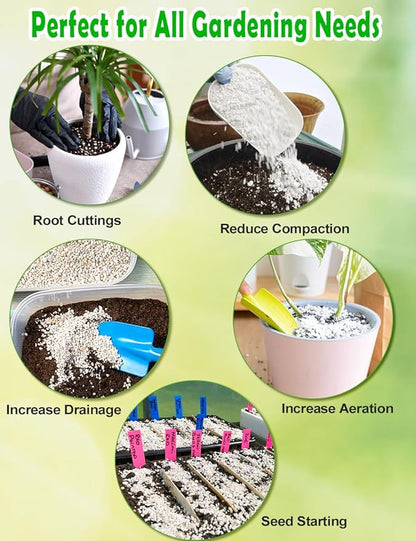 TOYPOPOR Perlite for Plants, (6qt) 3-6mm Organic Perlite for Gardening, Perlite for Plants Indoor, Soil Additive Conditioner Mix Improve Drainage and Ventilation Promote Root Growth and Soil Health