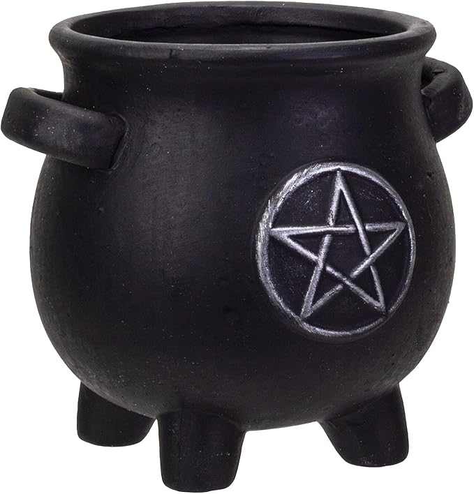 Pacific Giftware Witches Cauldron Terracotta Planter Pot Candy Holder Tabletop Figurine (Pentagram)
