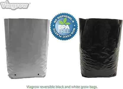 Viagrow Grow Bags Thick Plastic Grow Bags for Potting, Seedlings, Rootings, 1 Gallon 100 Pack, White