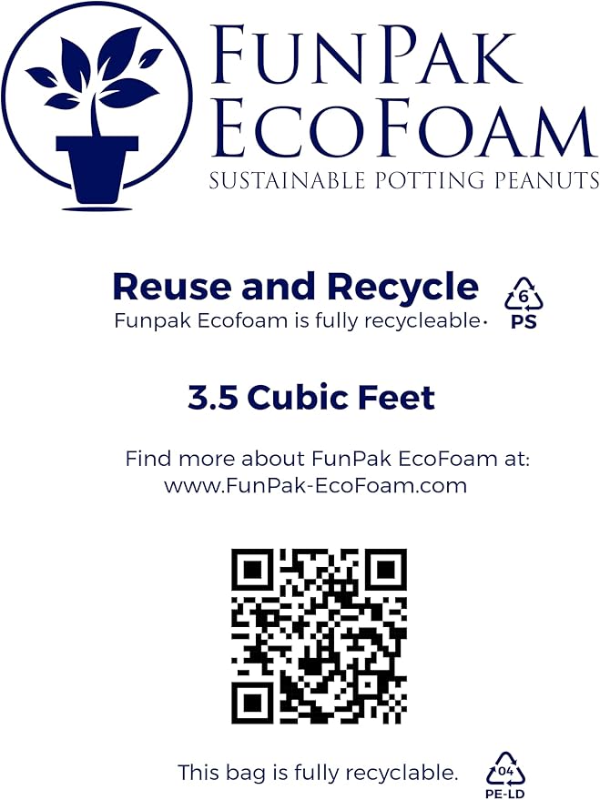 Bubblefast! FunPak® EcoFoam Sustainable Gardening, Planting, Landscaping, Architectural Potting Peanuts, 1.5 cu. ft.