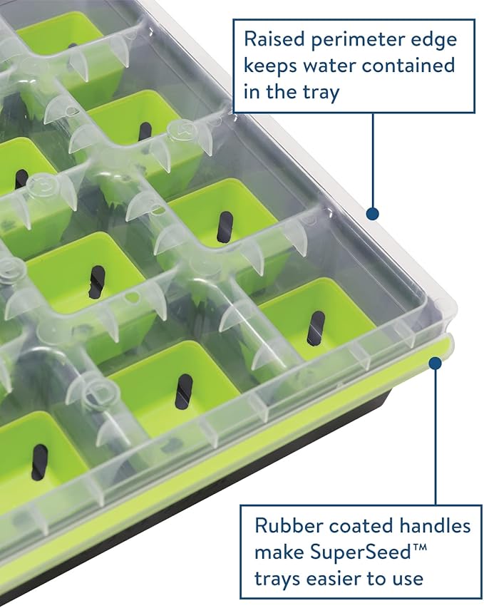 Burpee SuperSeed Seed Starting Tray | 16 XL Cell | Reusable & Dishwasher Safe &, 9 Quarts | Premium Organic Potting Natural Soil Mix Food Ideal for Container Garden-Vegetabl