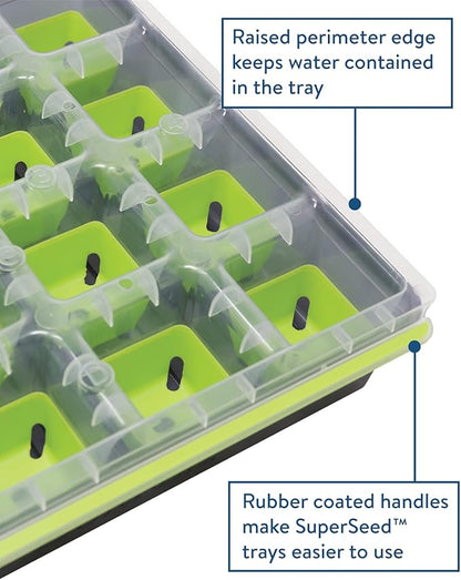 Burpee SuperSeed Seed Starting Tray | 16 XL Cell | Reusable & Dishwasher Safe &, 9 Quarts | Premium Organic Potting Natural Soil Mix Food Ideal for Container Garden-Vegetabl