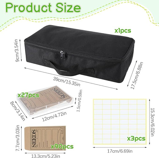 27 Slots Seed Storage Organizer Box, Garden Seed Packet Organize with 90 Pcs Seed Envelopes & Label Stickers, Gardening Seed Keeper Set for Flower Vegetable Plants Garden