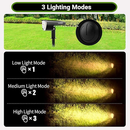 CLAONER Solar Spot Lights Outdoor, 3 Lighting Modes IP65 Waterproof Solar Lights Outdoor, 2-in-1 Solar Landscape Spotlights for Yard Backyard Trees House Garden Walkway-32 LED/Warm White(2 Pack)