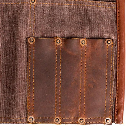 Luchuan Waterproof Waxed Canvas Tool Apron With the Adjustable Genuine Leather Belt (brown)