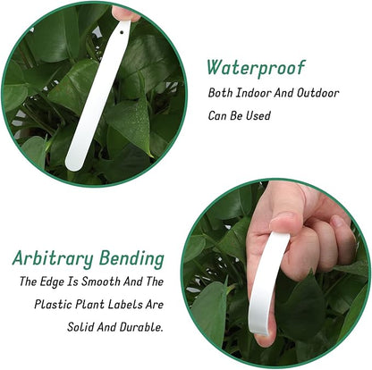KINGLAKE 100 Pcs 6 Inch Thick Plastic Plant Nursery Garden Labels, Plant Name Waterproof Identification Stakes Tags for Seedling,Vegetable White