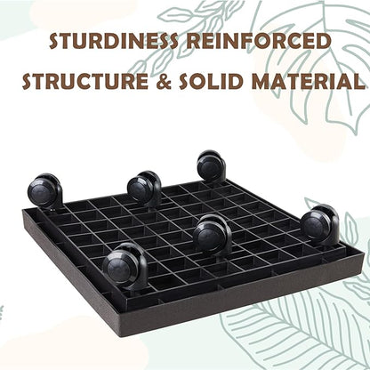 16.5 Inch Square Rolling Plant Caddy Saucer with Wheels, Heavy Duty Wheeled Planter Stand for Potted Plant, Coaster Roller Base Tray with Casters, Flower Pot Dolly Holder for Indoor Outdoor