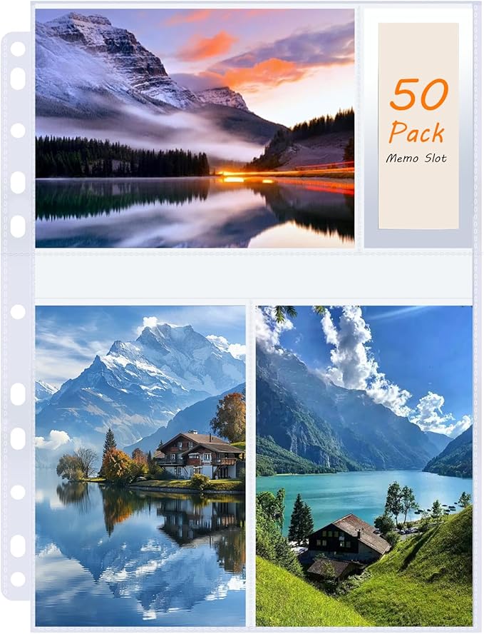 100 Pack Photo Sleeves Holds 600 4"x6" Photos, Clear Photo Page Protector for 3 Ring Binder, Double-Sided Photo Album Refill Pages Photo Pockets Photo Sleeves (4" X 6")