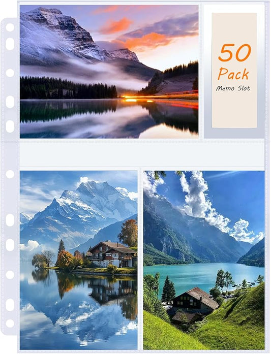 100 Pack Photo Sleeves Holds 600 4"x6" Photos, Clear Photo Page Protector for 3 Ring Binder, Double-Sided Photo Album Refill Pages Photo Pockets Photo Sleeves (4" X 6")