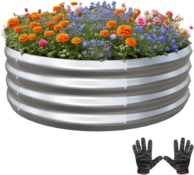 Galvanized Garden Bed Kit for Vegetables/Herbs/Flowers 4x4x1 Outdoor Raised Planter Box