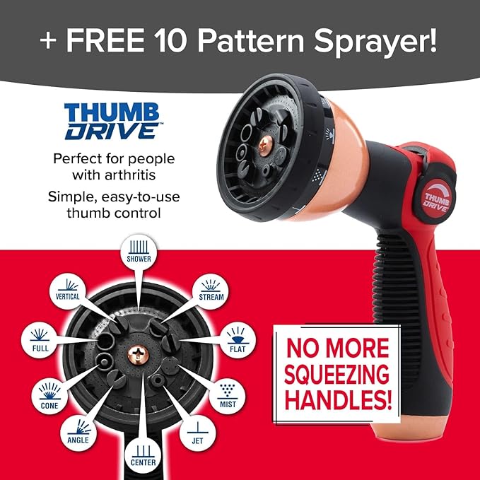 Pocket Hose Copper Head Expandable Garden Hose 25 ft with Pocket Pivot, No Tangles, AS SEEN ON TV, 360° Swivel, Tri-Tex Tubing, Force Field Jacket, Lead-Free, No-Kink, Anti-Burst w/APT