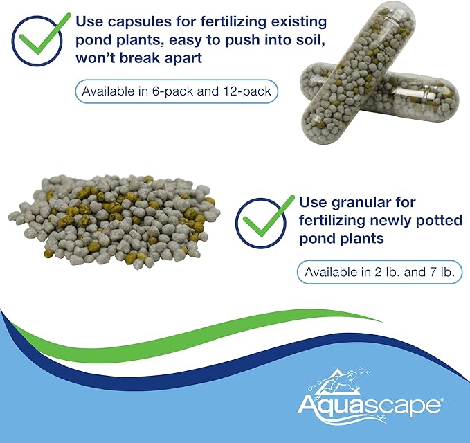 Aquascape Once-A-Year Pond Plant Fertilizer Capsules, 6-Pack, Easy Annual Feeding for Aquatic Plants, Safe for Fish, 89010