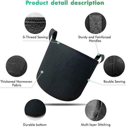 12-Pack 10 Gallon Plant Grow Bags Heavy Duty Thickened Nonwoven Fabric Pots with Handles