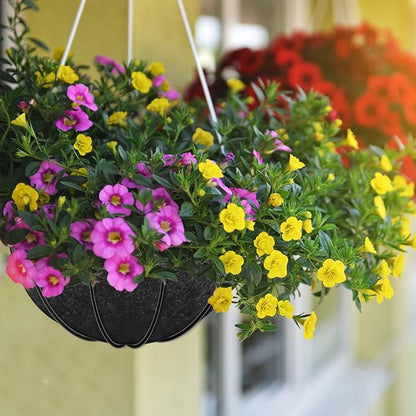 Riare 4 Pack 12 Inch Round Fabric Planter Basket Liner- Hanging Basket Liners Replacement Coco Fiber Liner Alternative for Hanging Basket Flowers (Prevent Birds from Nesting)