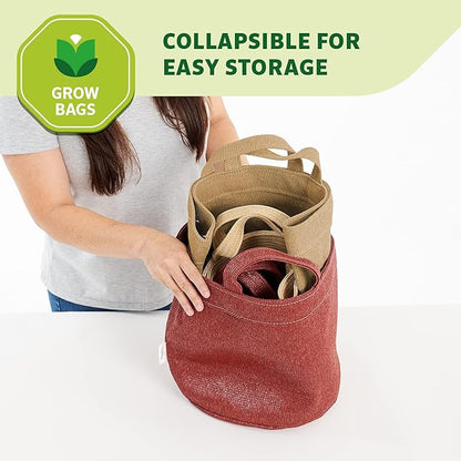 Coolaroo 2-Pack 2 Gallon Heavy Duty Plant/Vegetable/Herb/Fruit Breathable Fabric Planter Pot Grow Bags with Handles, Brick