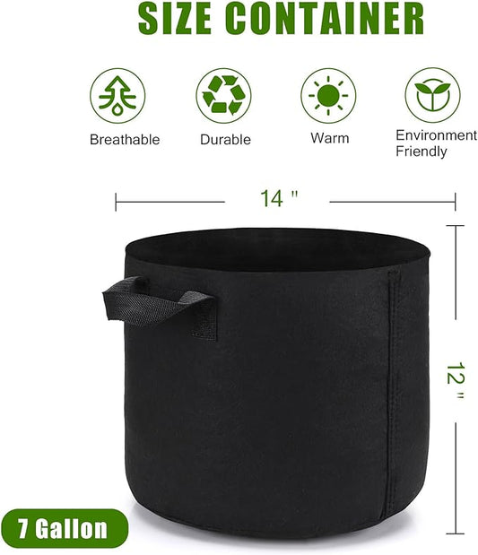 12-Pack 7 Gallon Plant Grow Bags, Heavy Duty Aeration Fabric Pots with Handles for Garden and Planting