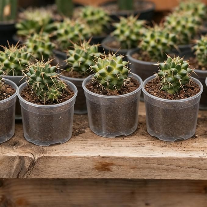 TINSKY 200 Pcs 2 Inch Clear Nursery Pots with Drainage Holes Mini Plastic Plant Pots for Seedling Seeds Germination Transplanting Seeds Starter Planting Indoor Outdoor Succulent