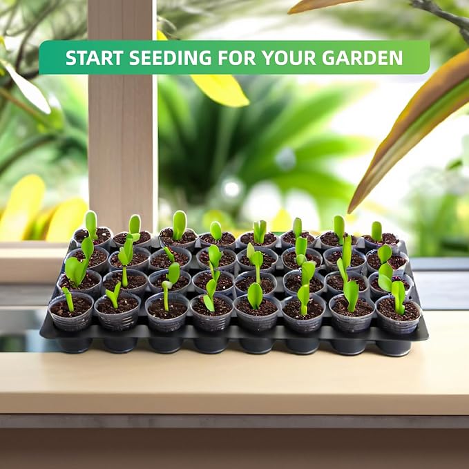 5-Pack 32 Cell Seedling Trays & 160 Pack 2" Soft Clear Nursery Pots -Thickened Durable Plant Starter Kit for Seed Germination (5 Sets)