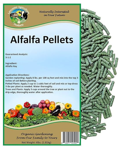Alfalfa Meal Pellets 4 Pounds Fertilizer for Flowers, Vegetables & Trees - Ideal Rabbit Food, Hamster Food, Timothy Hay Alternative - Lancaster Agriculture Products