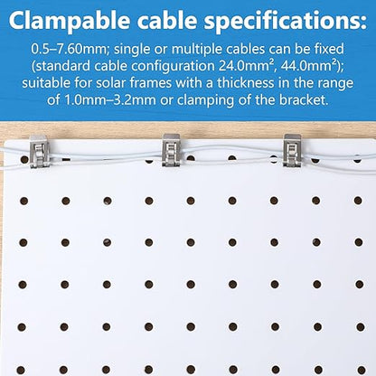 100 Pcs Stainless Steel Cable Cord S Clips Solar Panel Cables Photovoltaic Double Wire Trailer Wire Clips for PV Wiring Boat Frame Management Clip, 0.2 Inch to 0.3 Inch in Rope Capacity, Silver