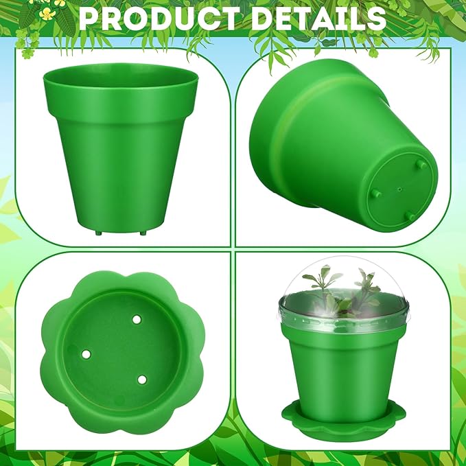36 Packs Cupcake Plant Nursery Pots with Humidity Dome Small Flower Pots Plastic Planting Containers Cups with Saucers and Shovel for Indoor Outdoor Plant Succulent Display(Colorful)