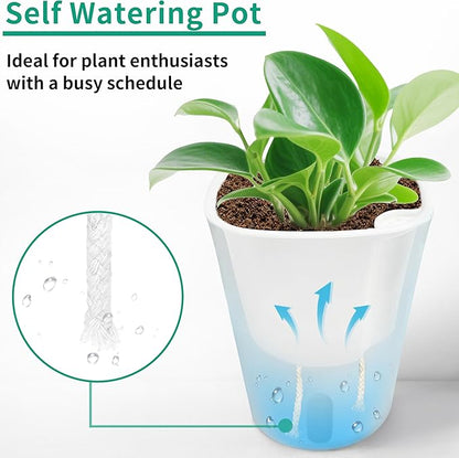 TCBWFY 4 Inch Self Watering Pots for Indoor Plants,8 Sets Self Watering Planter Pots with Visual Water Level Window and Multiple Vents,Self Watering Plant Pot for All House Plants,Flowers,Herbs