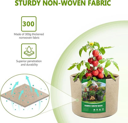 Bestio Plant Grow Bags,1 Gallon 8 Packs Grow Bags,300G Non-Woven Fabric for Vegetables Fruits Flowers Backyard Outdoor Uses