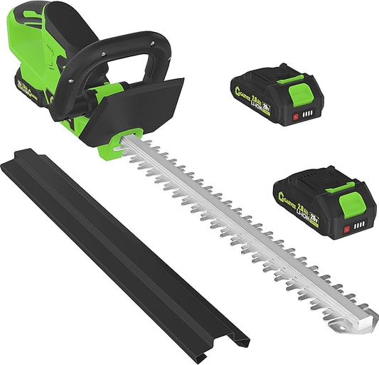 Hedge Trimmer Cordless with Battery, Electric Hedge Trimmer, 22 Inch Handheld Bush Trimmers, with 2 20V 2.0Ah Batteries and Charger, Brushless Motor, Dual Safety Switch, for Gardening, Lawns