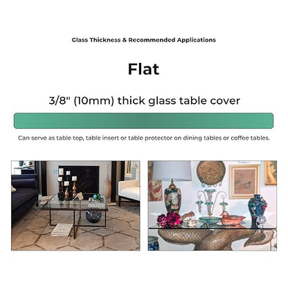 Custom Cut Glass 3/8" Thick - Clear Tempered Cut to Size - Square Replacement Glass for Table Tops, Shelves, Windows with Flat Edge by Fab Glass and Mirror