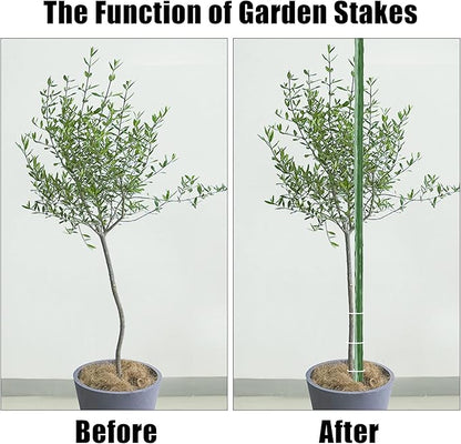 FEED GARDEN Garden Stakes 48 Inch 4ft 25 Pack,Sturdy Plant Metal Sticks Support,Plastic Coated Plant Stakes,Tomato Stakes,Beans,Trees