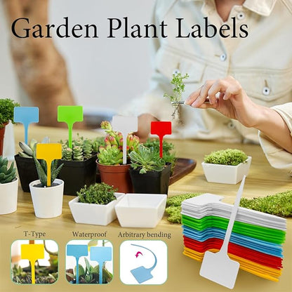 50 Pcs T-Type Plant Labels, Garden Labels Outdoor Waterproof Plastic Plant for Seedings Flower Vegetable, 5.5 * 15cm