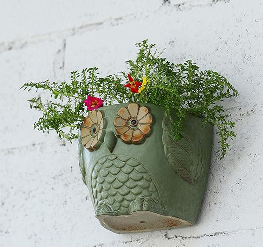 7Inch Ceramic Owl Wall Planter Hanging Planter Flower Planter Succulent Pot Indoor Outdoor Garden Pots Large Ideal Gifts for Women, Mom or Birthdays