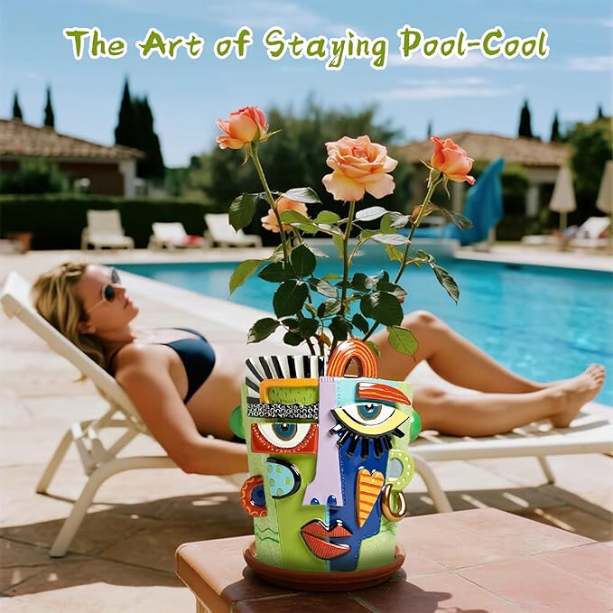 Abstract Face Planters Pots, Unique Head Planter for Indoor Plants, Funny Face Flower Pot, Cute Abstract Art Flower Vase with Facial Expressions, Unique Planter Head Pot for Home Decor(Classic,S)